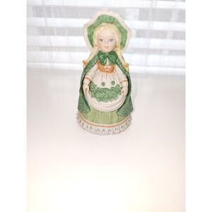 1992 Enesco Marjorie Sarnat St. Patrick's Day Girl Figurine 5.5" Shamrocks